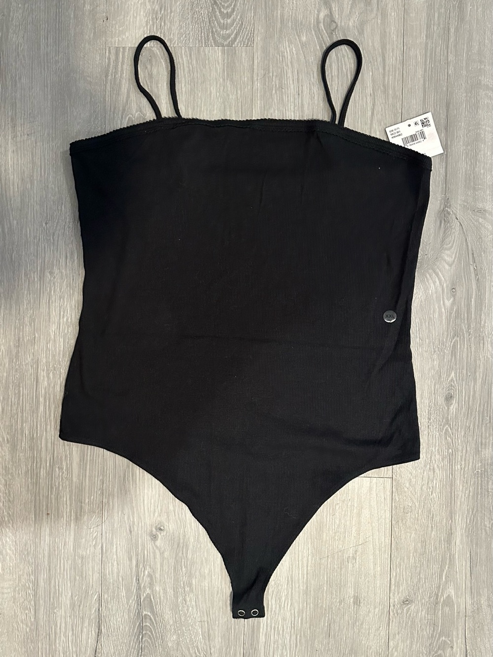 American Eagle Outfitters Black Ribbed Spaghetti Strap Bodysuit